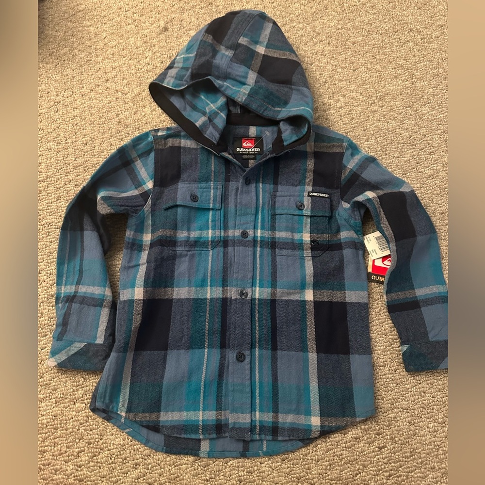 Quicksilver Boys Hooded Flannel Size S
